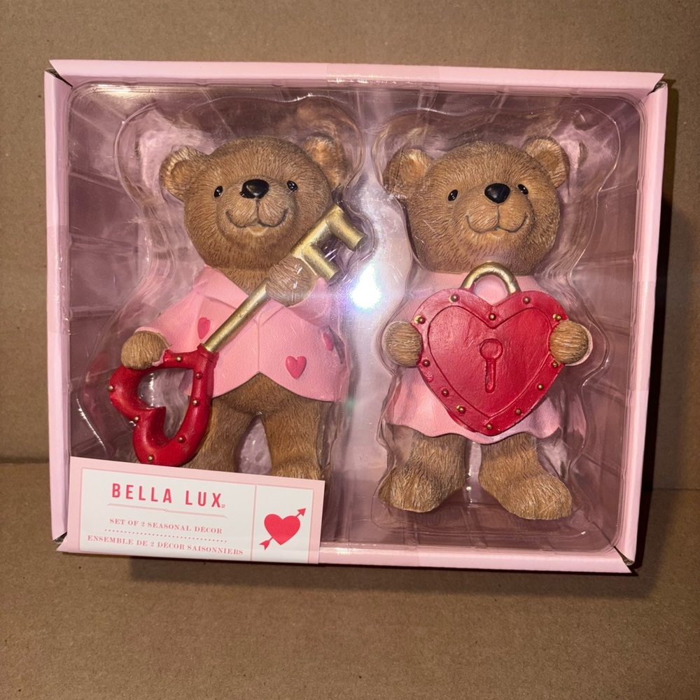 Bella Lux Valentines Bear Couple Heart and Key